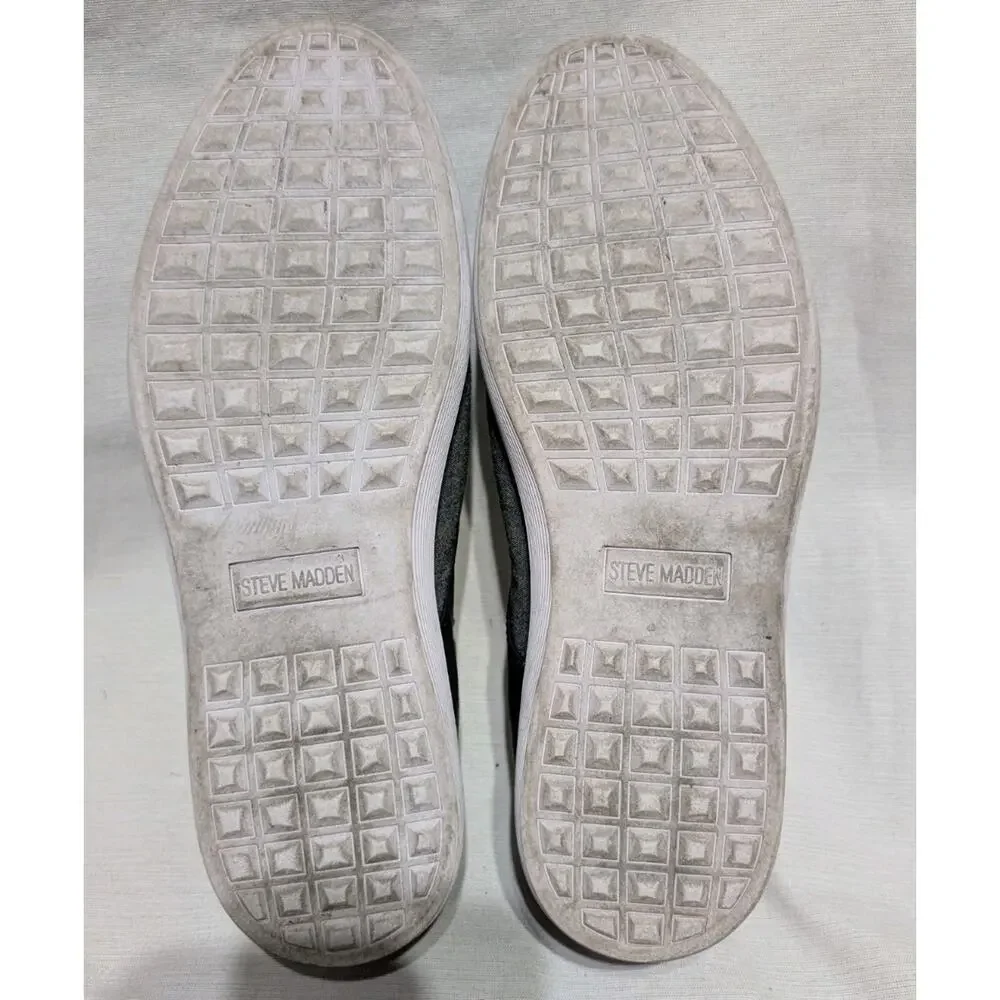Steve‎ Madden Mens Casual Sneaker Sz 10 Preppy Business Canvas Gray Black Instax